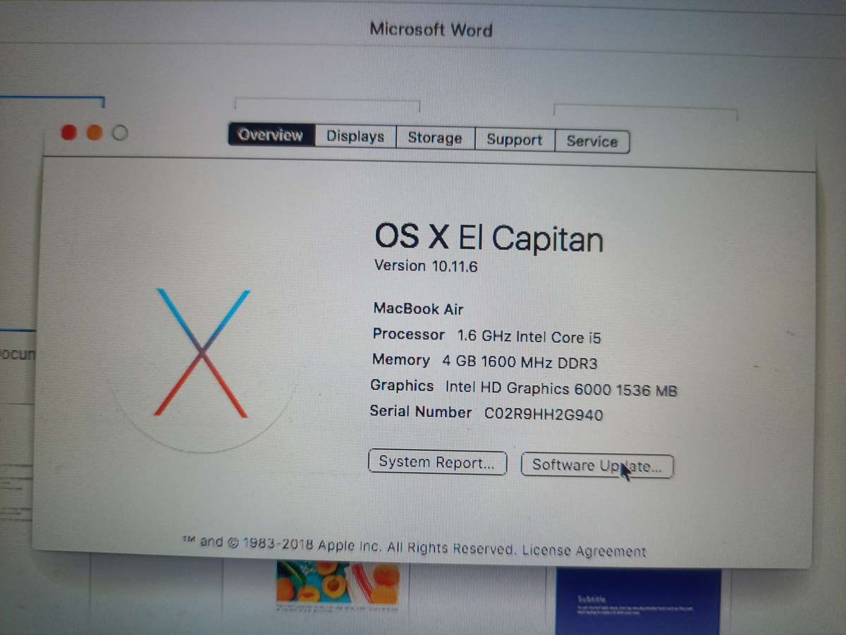 Apple MacBook Air 13.3-inch Core i5 1.6GHz 4GB RAM 256GB SSD Storage 2015 (Silver) - Ecofriendly