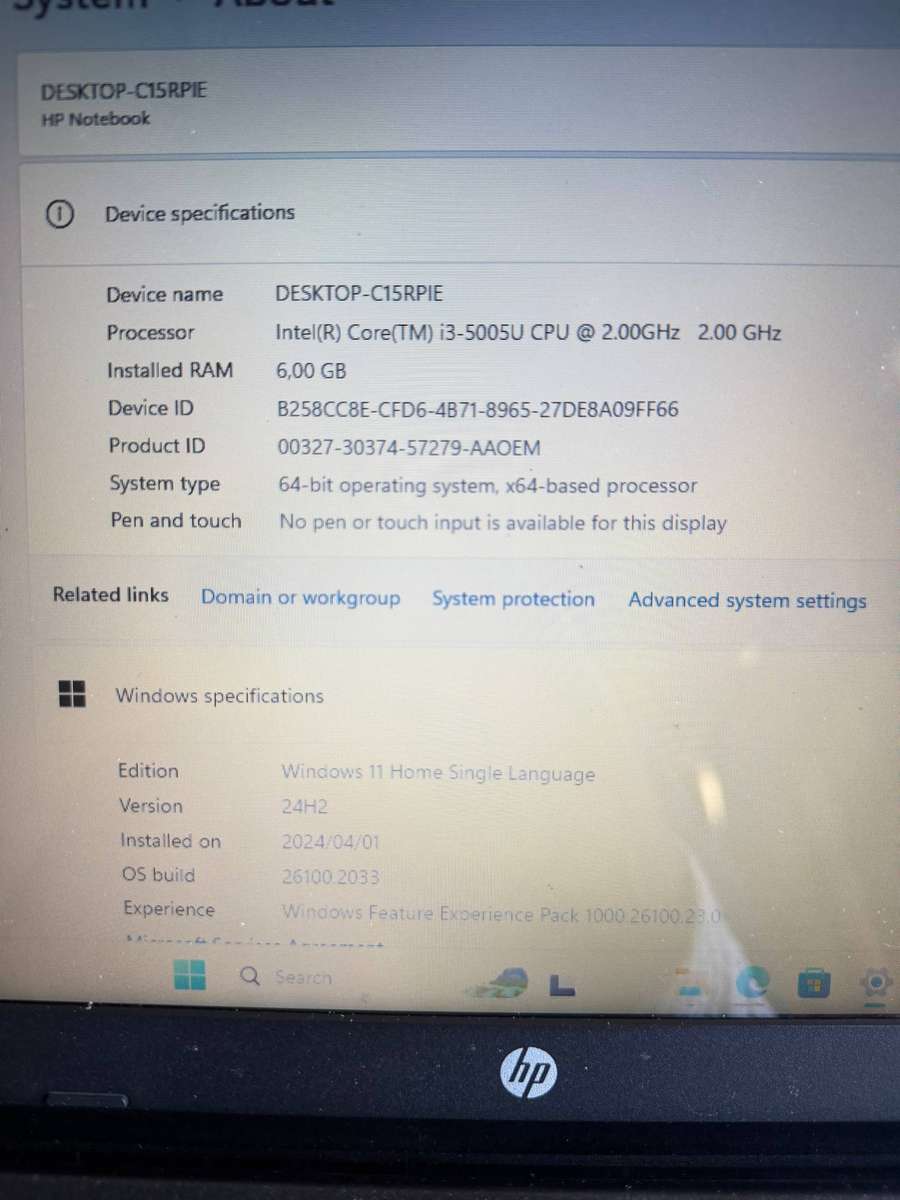 Hp 15.6 Notebook, i3 intel Core, 6GB Ram, Dual Core processor, 500GB HDD Win 11.