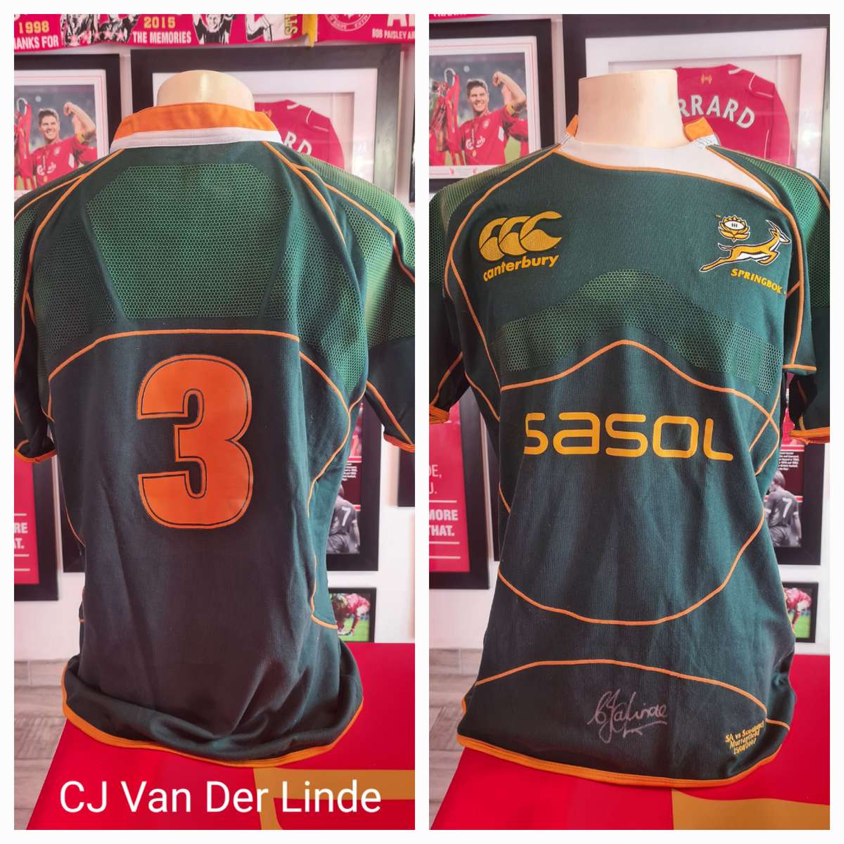 Springbok Match Used Jersey  CJ Van Der Linder #3