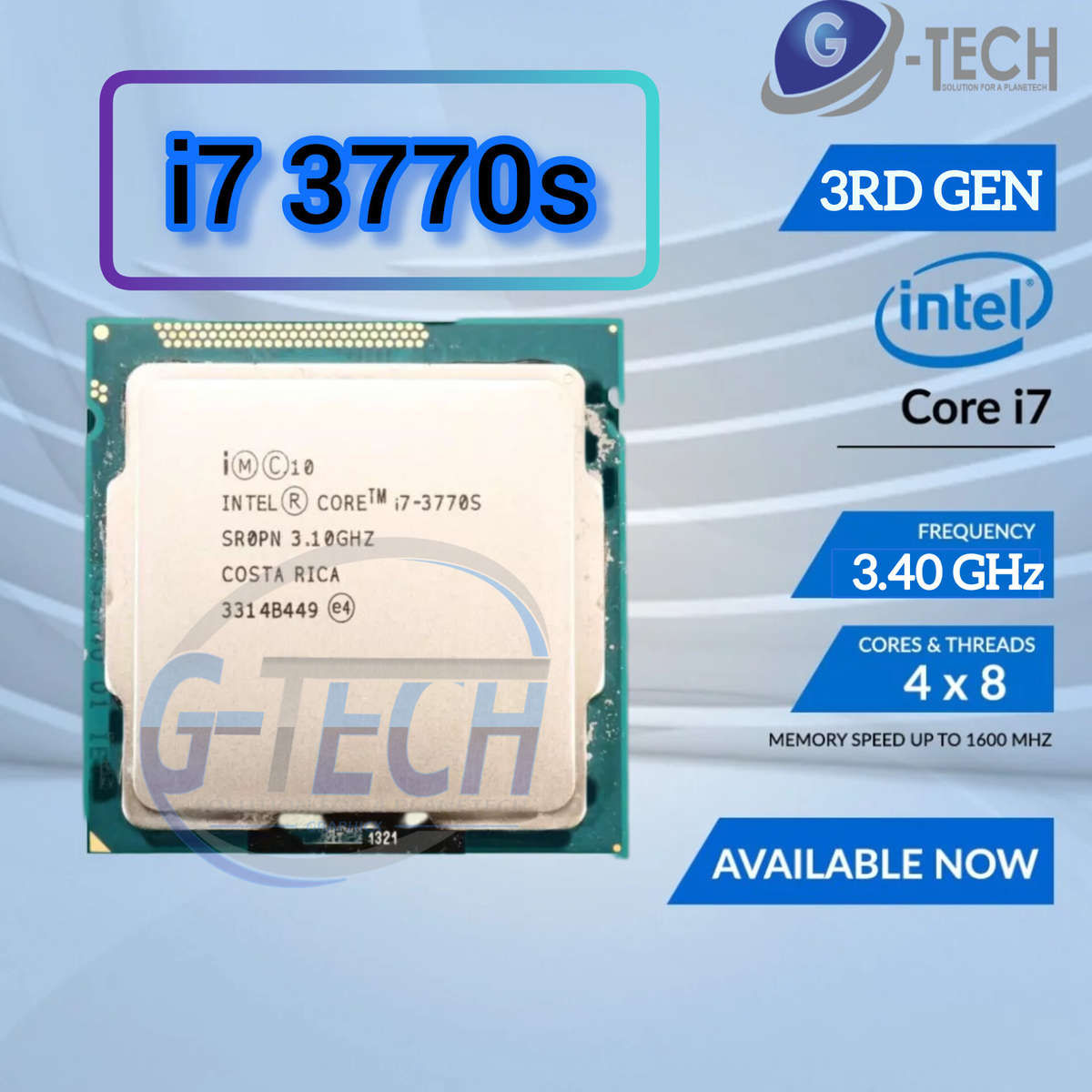 INTEL CORE I7 3RD GEN QUAD CORE PROCESSOR I7-3770s 3.20GHZ BASE / 3.40GHZ MAX 8MB SMART CACHE 5 GT
