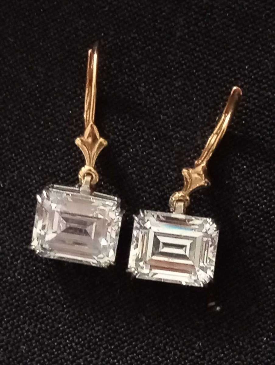Vintage 18k white and yellow gold earrings