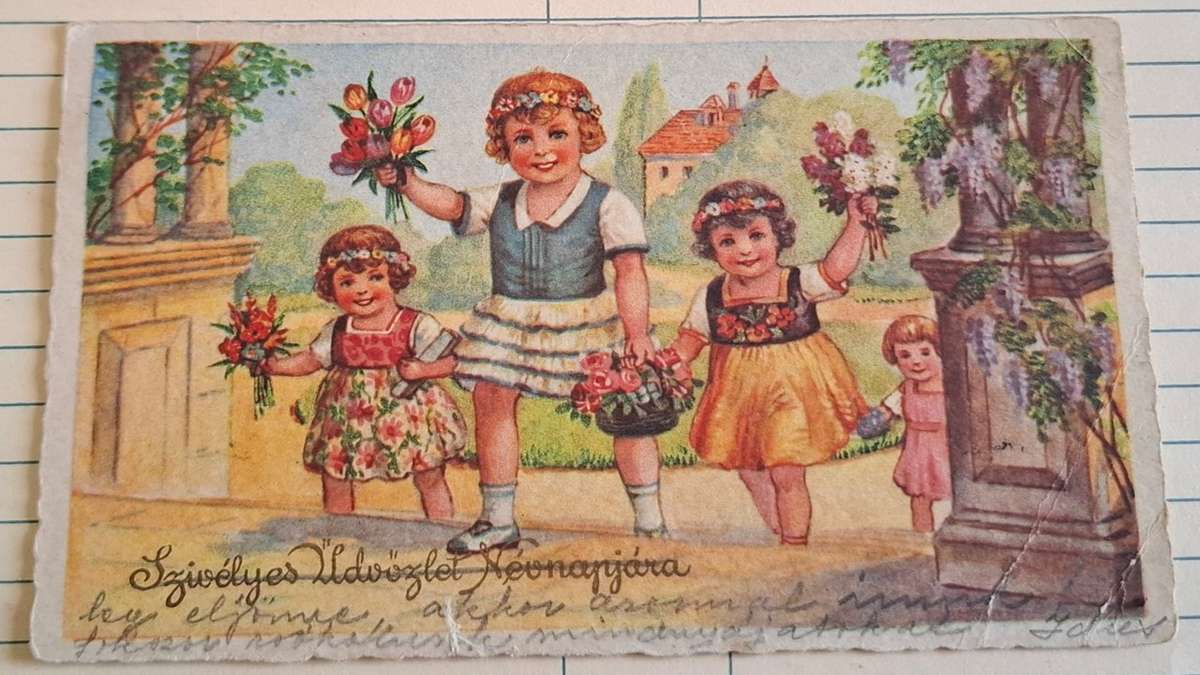 Vintage Postcard - 1937 -"A warm welcome to your day"
