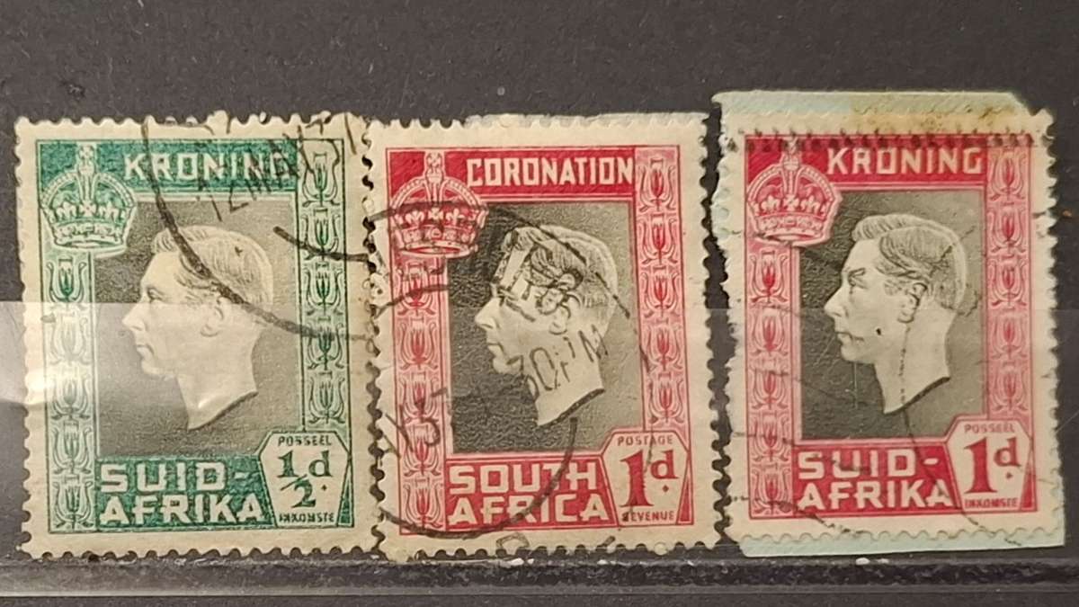 1937 - South Africa - ½P + 1P + 1P - Coronation of King George VI