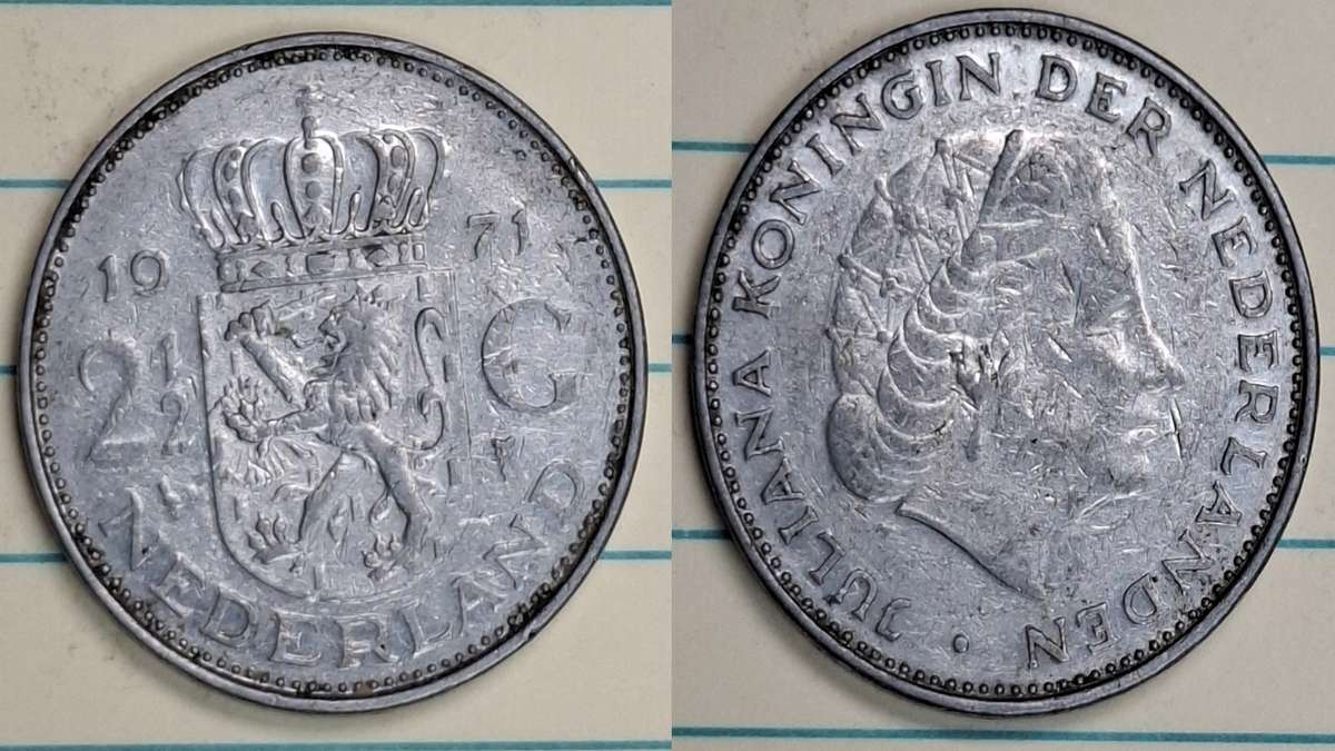 1971 - Nederland - 2½ Gulden - Juliana - Demonetised Feb 2002 - Nickel