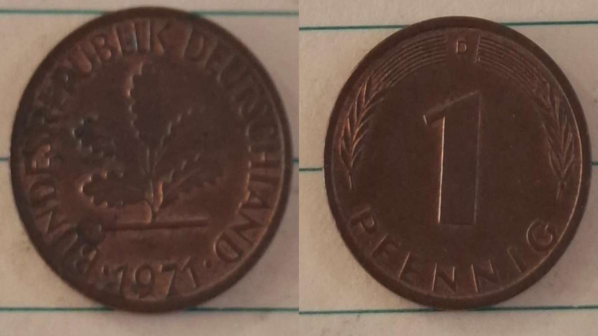 1971 D - Germany - 1 Pfennig - Oak seedling - Demonetised Dec 2001 - Copper clad iron