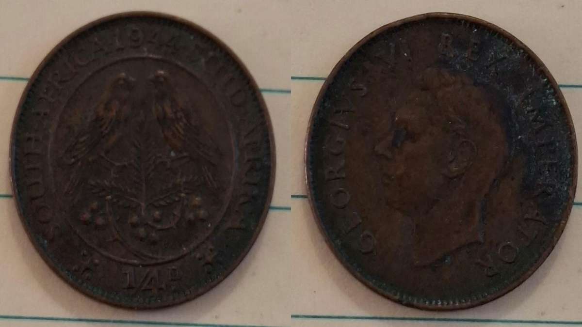 1944 - South Africa - ¼ Penny - George VI - Demonetised Mar 1961 - Bronze