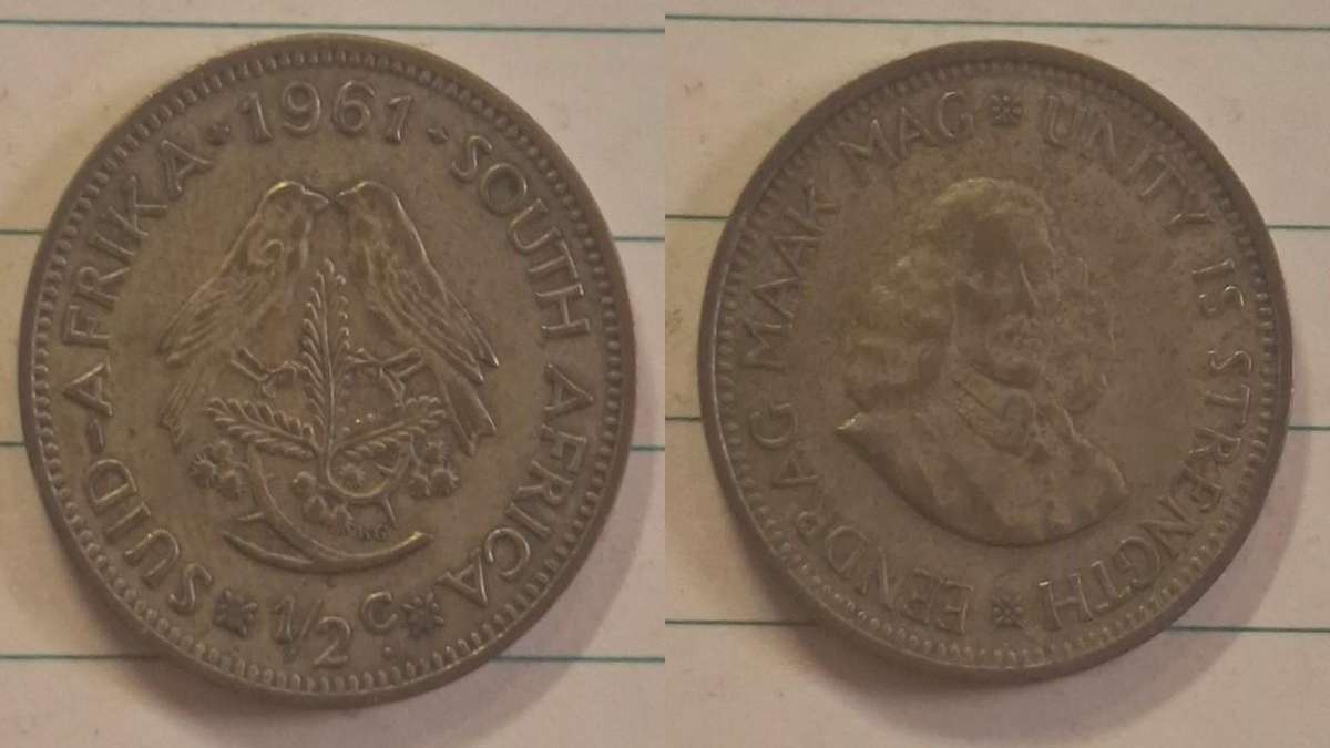 1961 - South Africa - ½ Cent - Jan van Riebeeck  - Demonetised Mar 1961 - Brass