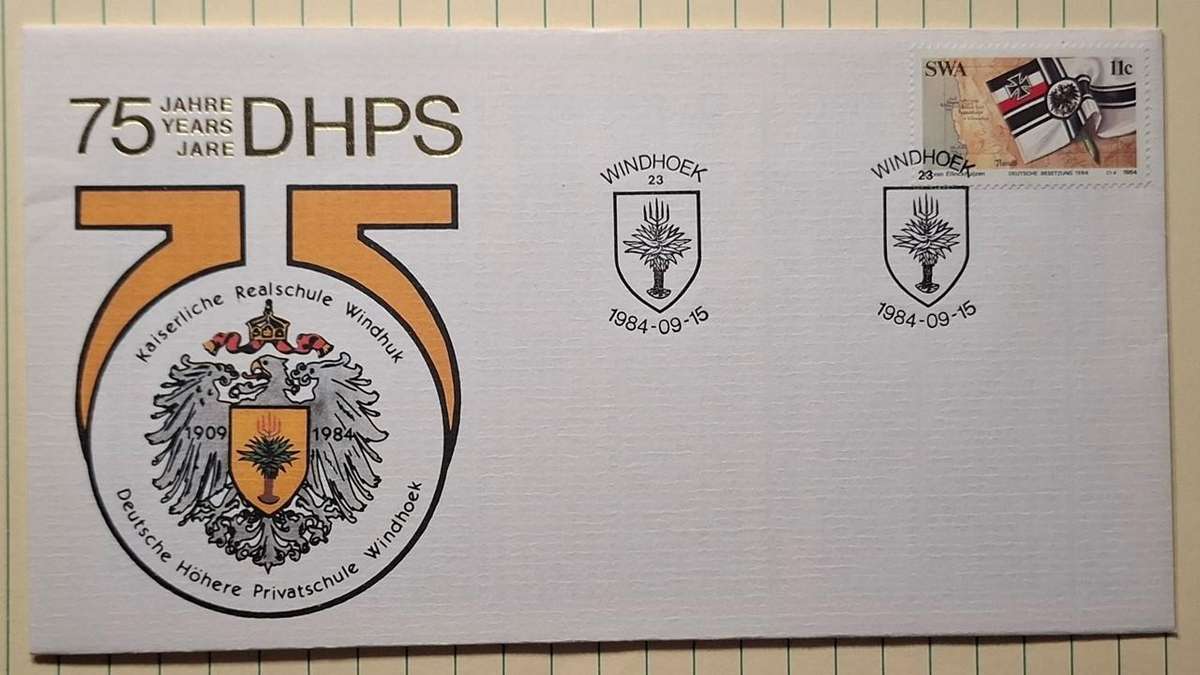 1984 - SWA - First Day Cover with Insert - 7 Years Deutscher Hohere Privat Schule Windhoek -  Postma