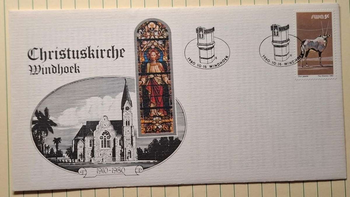 1980 - SWA - First Day Cover with Insert - Christuskirche Windhoek -  Postmark Windhoek