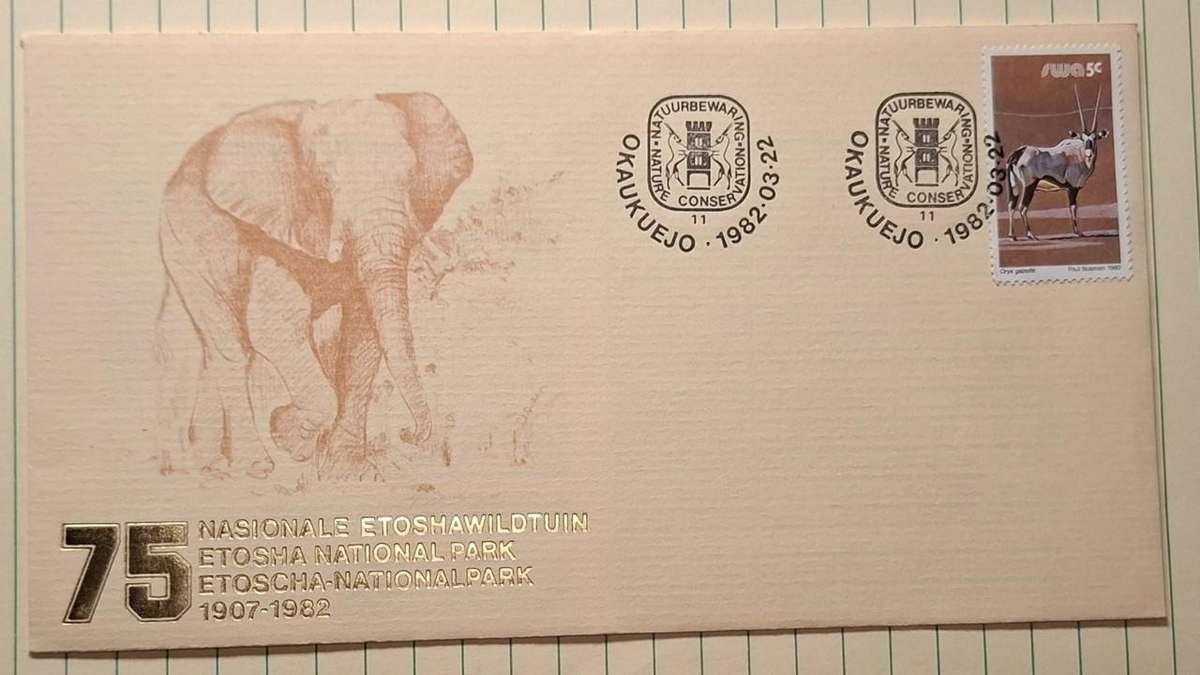 1982 - SWA - First Day Cover with Insert - 75 Etosha National Park -  Okaukuejo