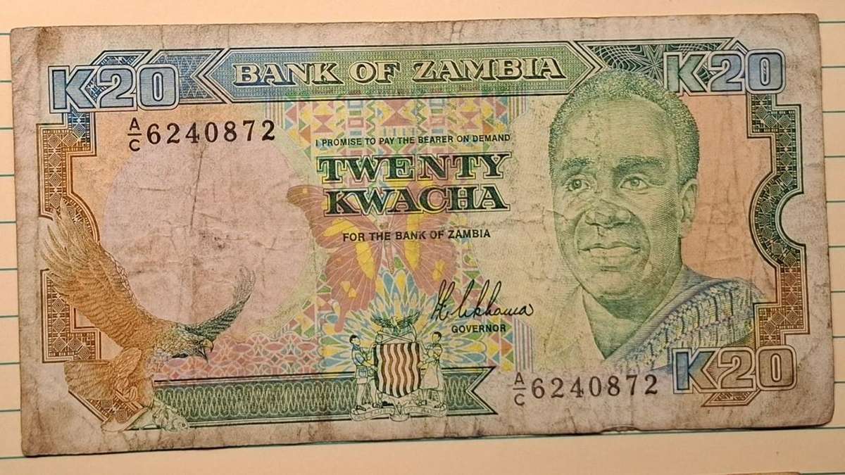 1989 - Zambia - 20 Kwacha - Signature: Francis Xavier Nkhoma - Demonetised Jul 2013 - AC 6240872