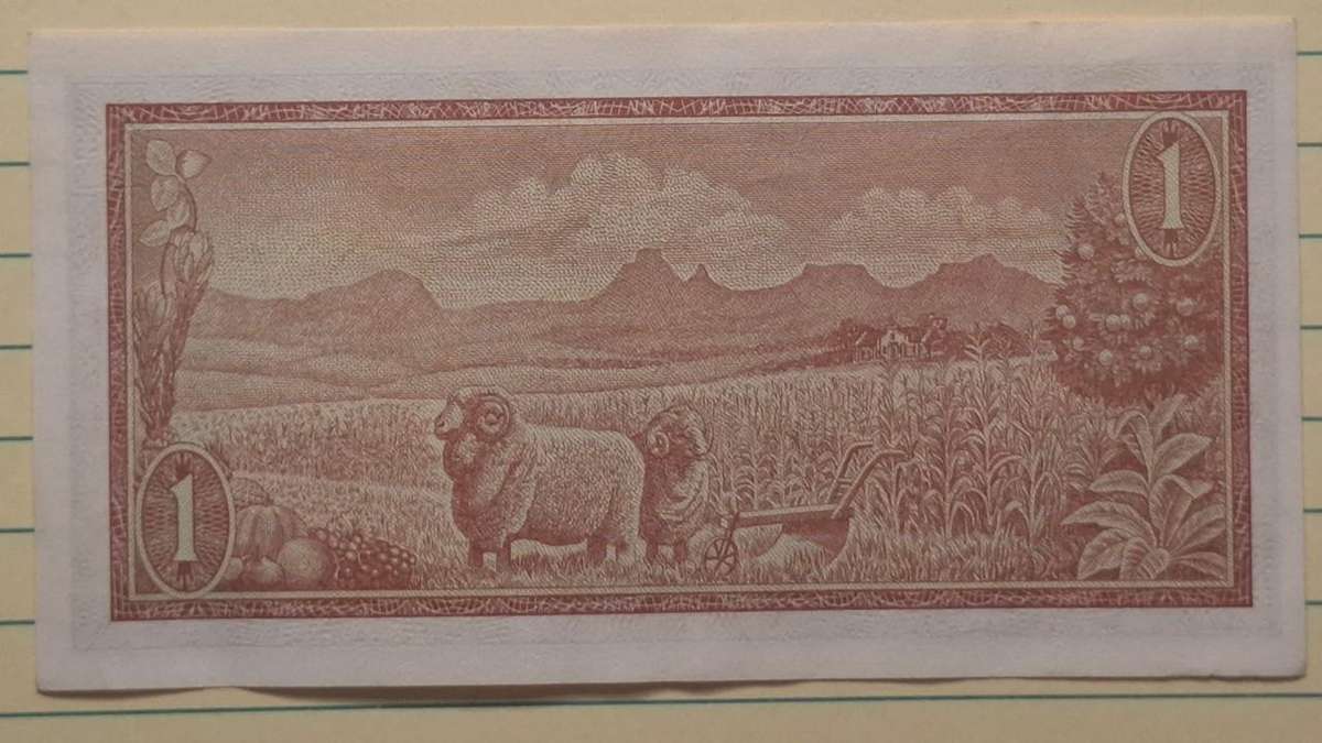 1975 - South Africa - 1 Rand -  Watermark : Jan van Riebeeck - Signature: T.W de Jongh - Demonetised