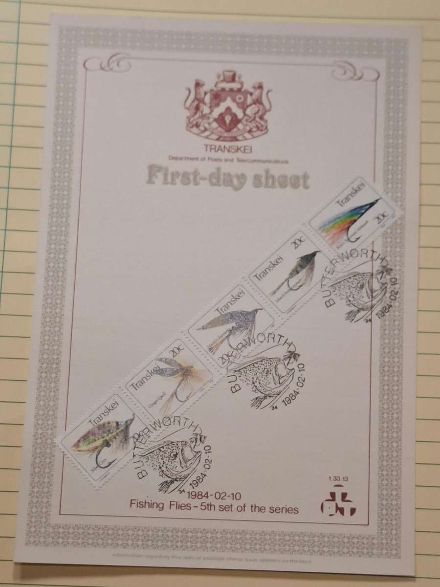 1984 - Transkei - First day Sheet - 20c - Fishing Flies - 5th set of the series 1.29.9 - Postmark Bu