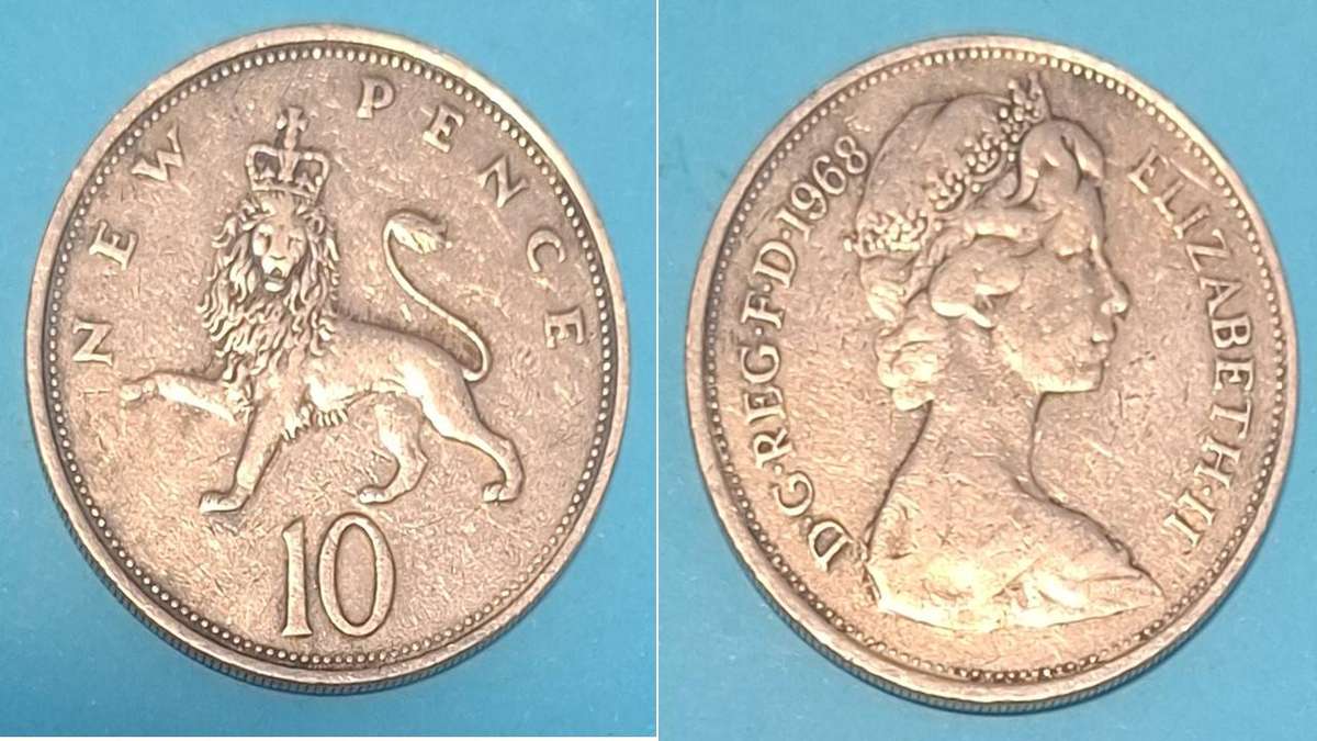 1968 - UK - 10 Pence - Elizabeth II - Demonetised - Yes - Copper Nickel