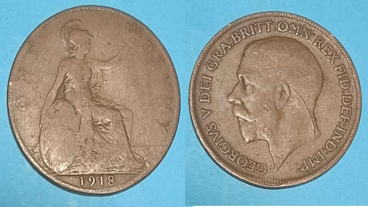 1918 - UK - 1 Penny - Edward V - Demonetised - Aug 1971 - Bronze
