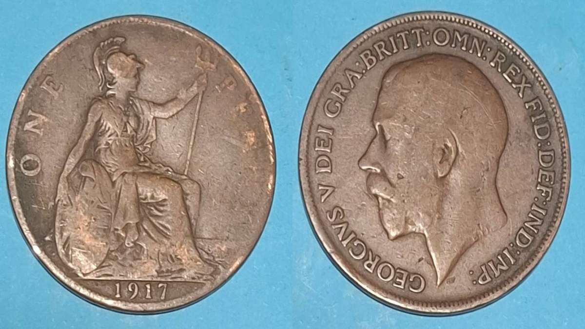 1917 - UK - 1 Penny - Edward VII - Demonetised - Aug 1971 - Bronze