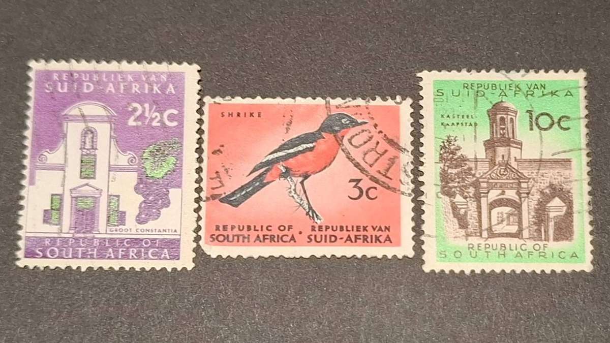 1961 - South Africa - 2½C + 3c + 10c - Definitive issue -  No Watermark.