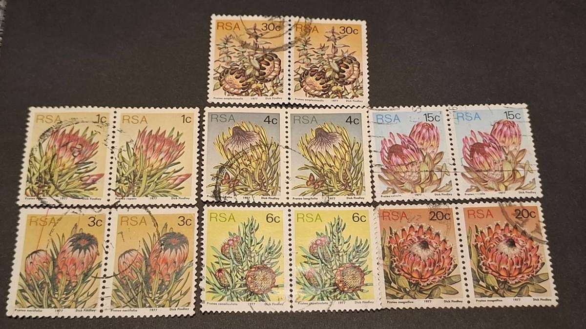 1977 - South Africa - Blocks  - 1c + 2c + 3c + 4c + 6c + 15c + 30c - Protea.