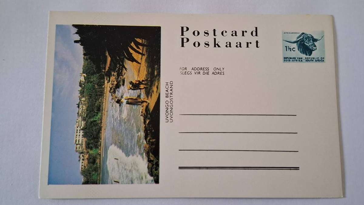1960-1970's - RSA - 1½c -  Uvongo Beach / Uvongostrand - Prepaid Postcard.