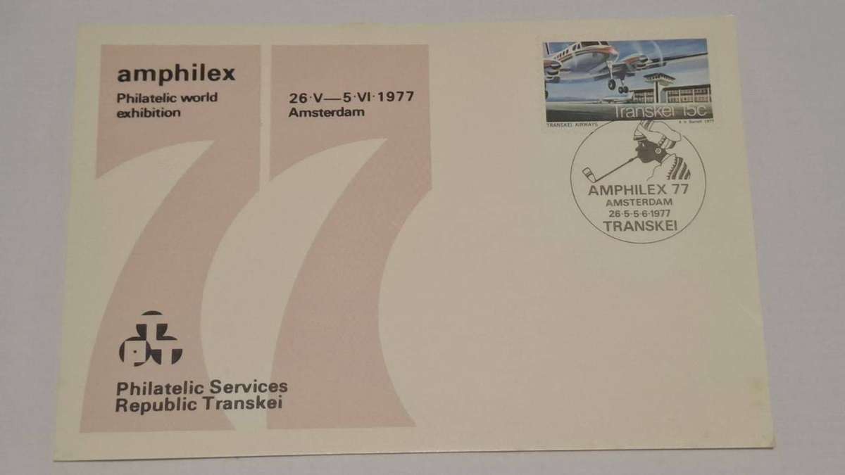1977 - Transkei - Amphilex Amsterdam Stamp Exhibition - Date-stamp card.