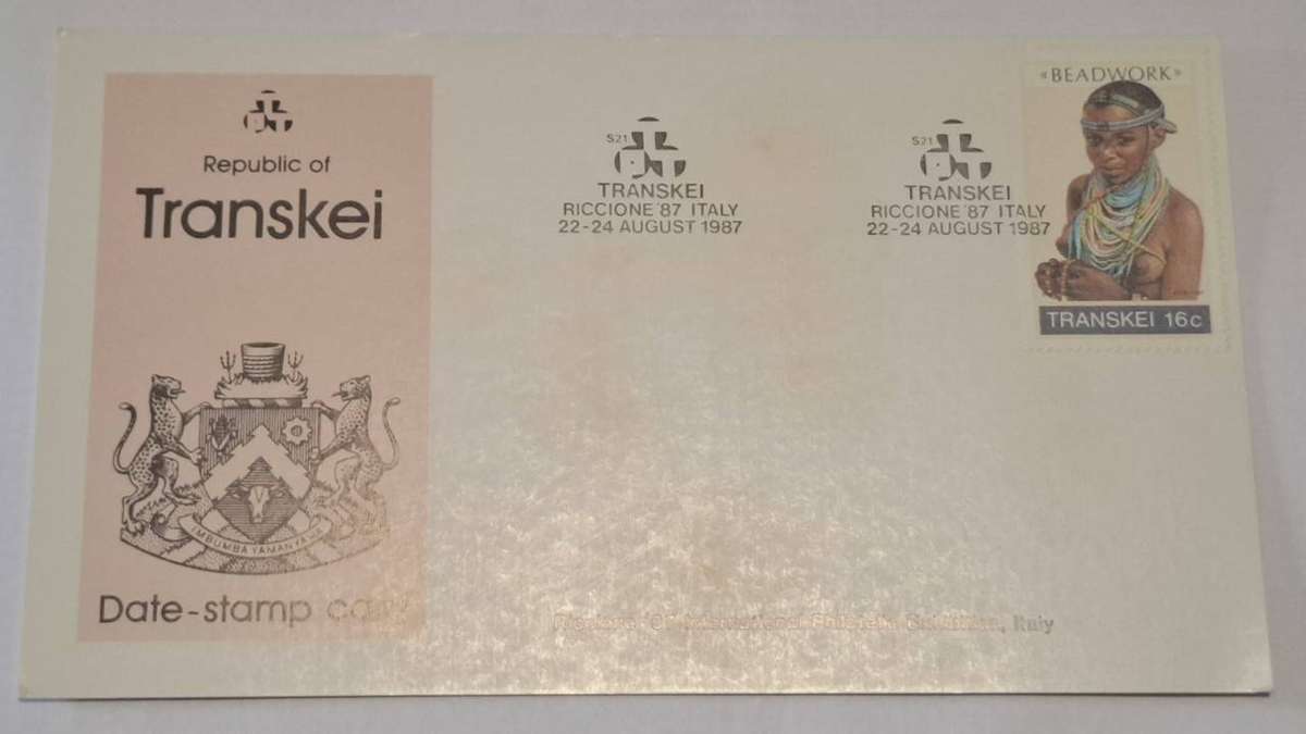 1987 - Transkei - Stamp Exhibition Riccione 87 - Date-stamp card.