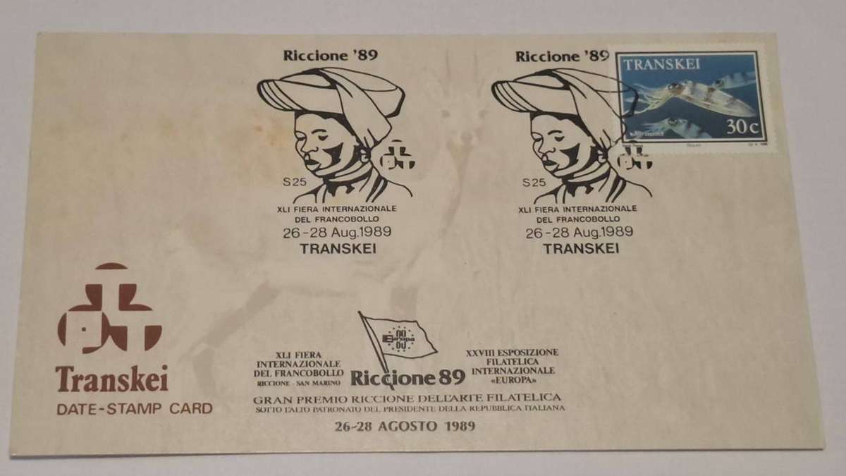 1989 - Transkei - Stamp Exhibition 1988 Riccione 89 DSC - Date-stamp card.