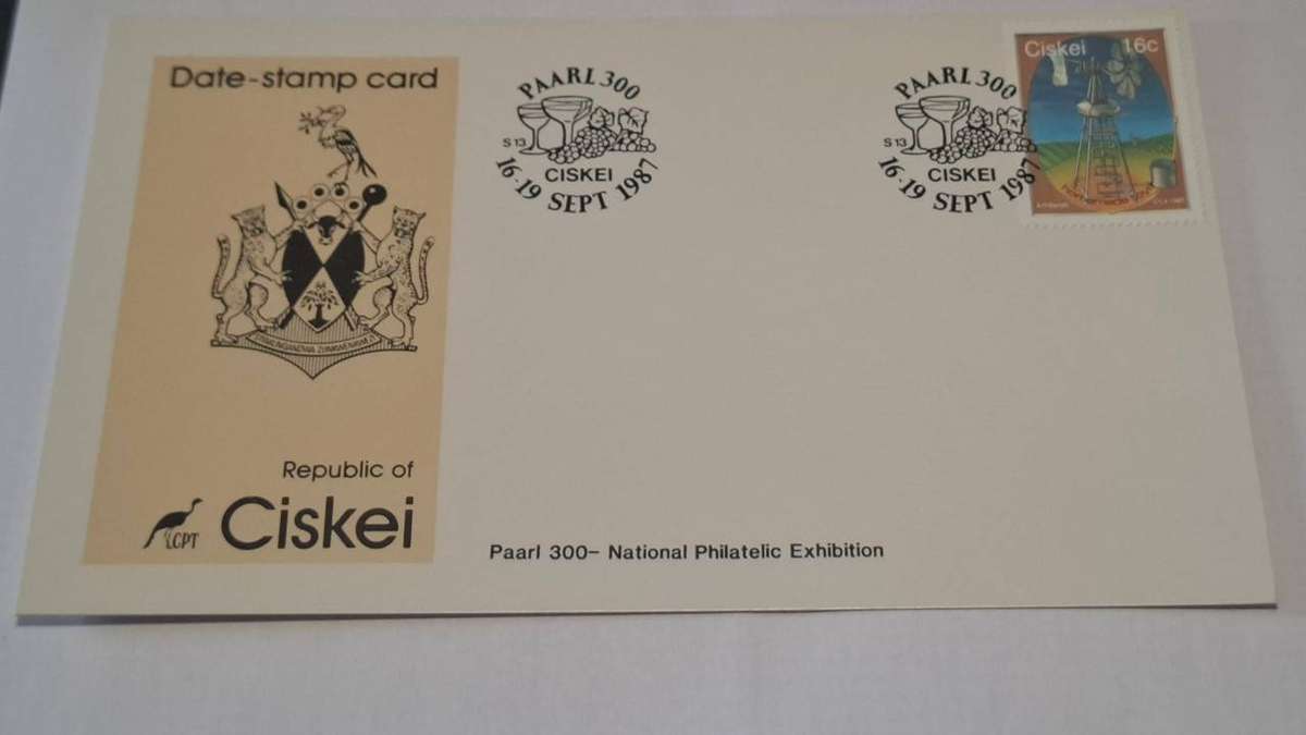 1987 - Ciskei - Paarl 300 Stamp Exhibition - Date-stamp card.