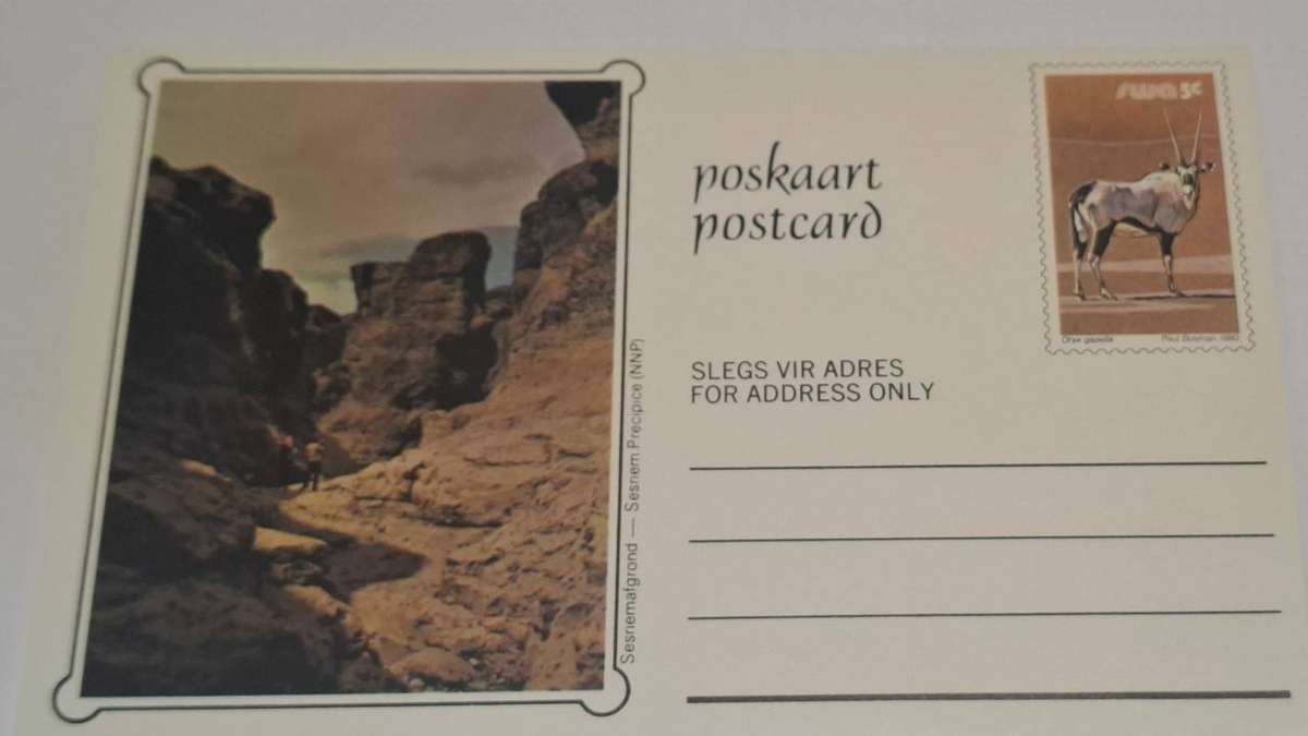 1980 - SWA - Unused Glossy Postcard - 5c - Sesnem Precipice.