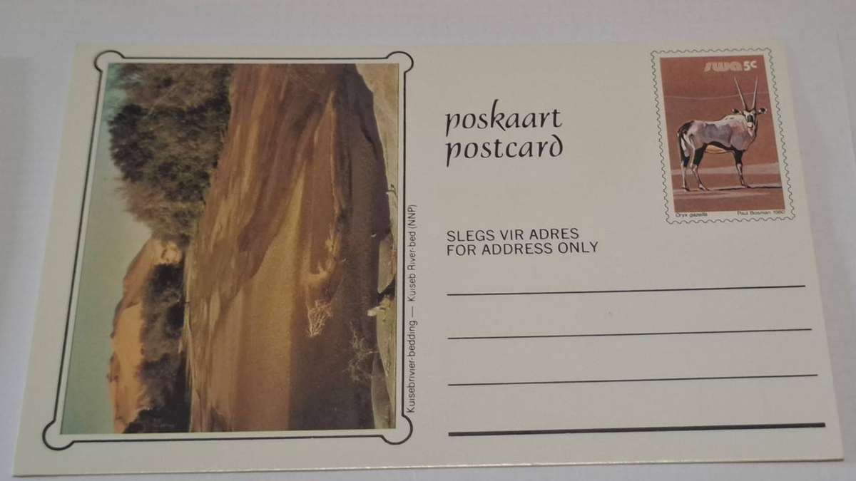 1980 - SWA - Unused Glossy Postcard - 5c - Kuiseb River-bed.