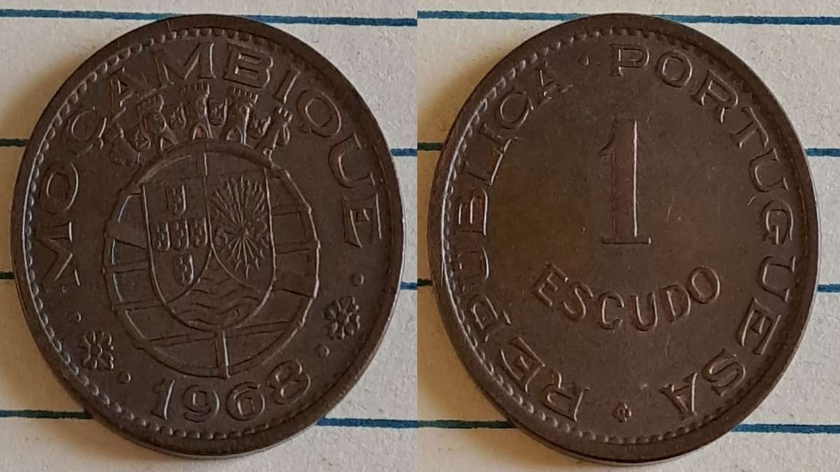 1968 - Mozambique  - 1 Escudo - Demonetised - Yes  - Bronze