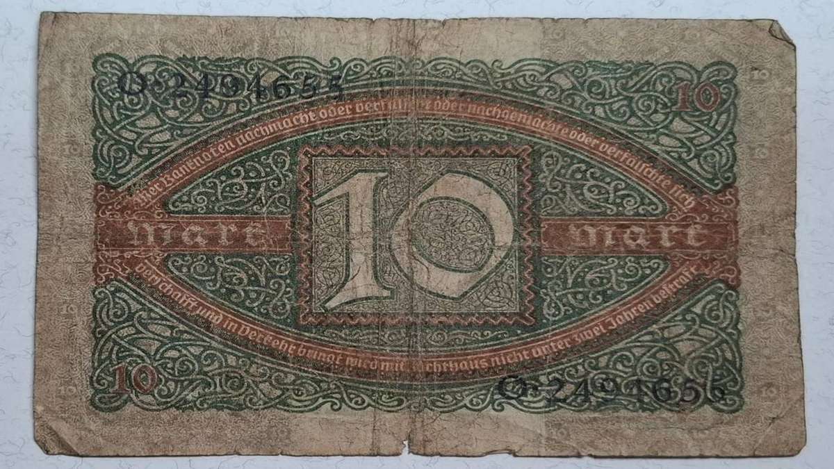 1920 - Germany - 10 Mark Reichsbanknote - Weimar Republic (1918-1933) - Demonetised June 1925 -