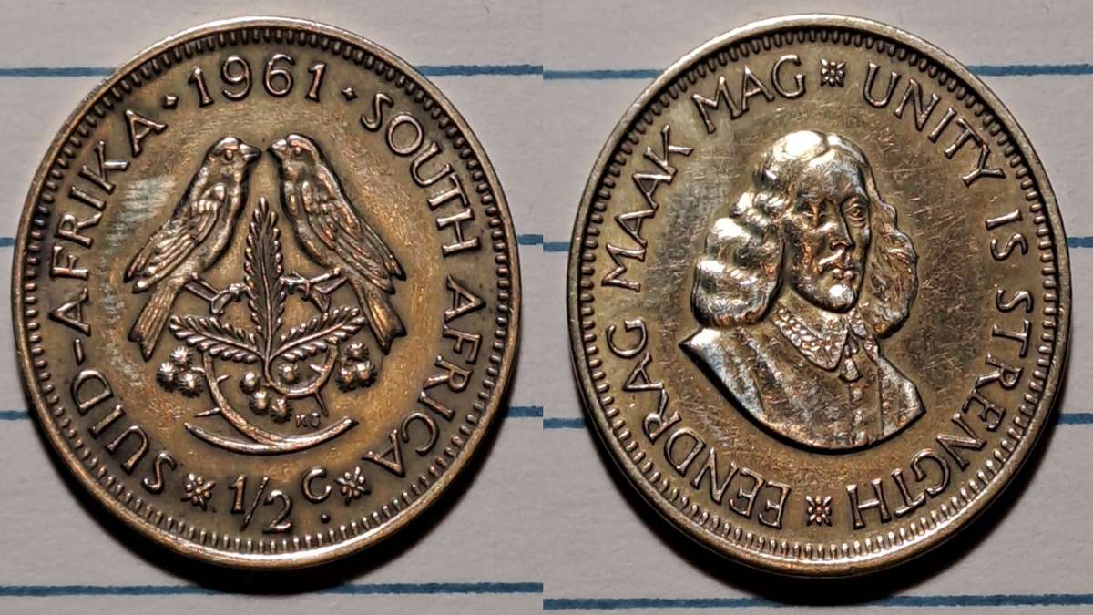 Half Cent 1961 South Africa Cent Cleaned Jan Van Riebeeck half-cent-1961-south-africa-cent-cleaned-jan-van-riebeeck
