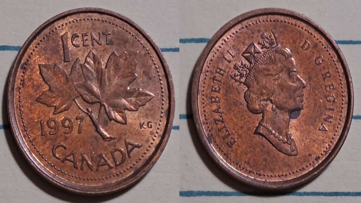 1997 - Canada  - 1 Cent -  Demonetised - No  - Copper plated zinc