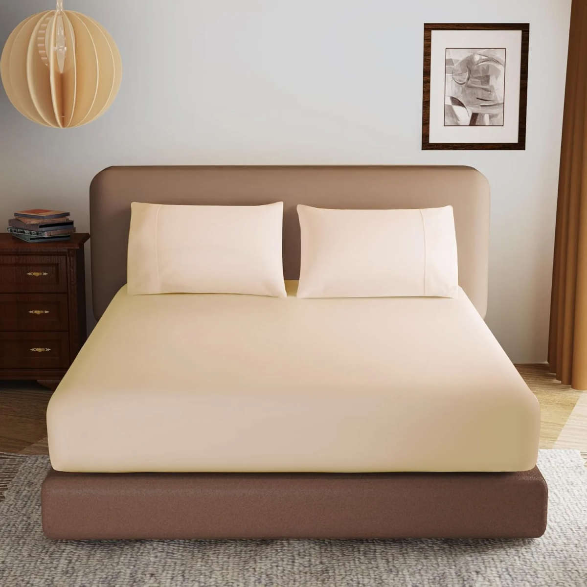Queen Size Microfibre Fitted Sheet - Peach