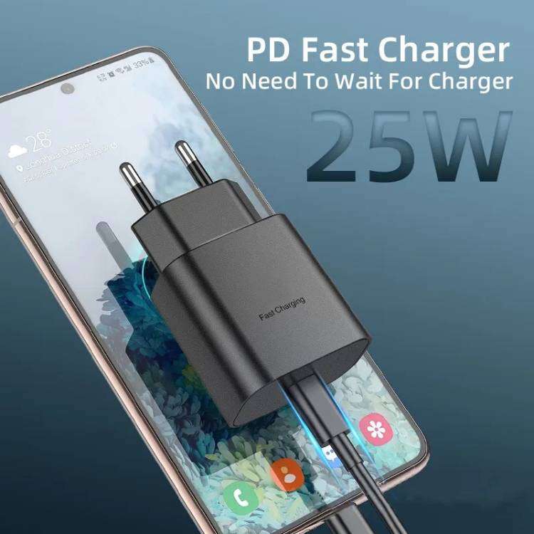 25W Type-C Port Charger for Samsung, EU Plug(Black)