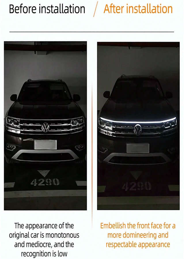 Car LED Hood Light - Universal Daytime Running - White