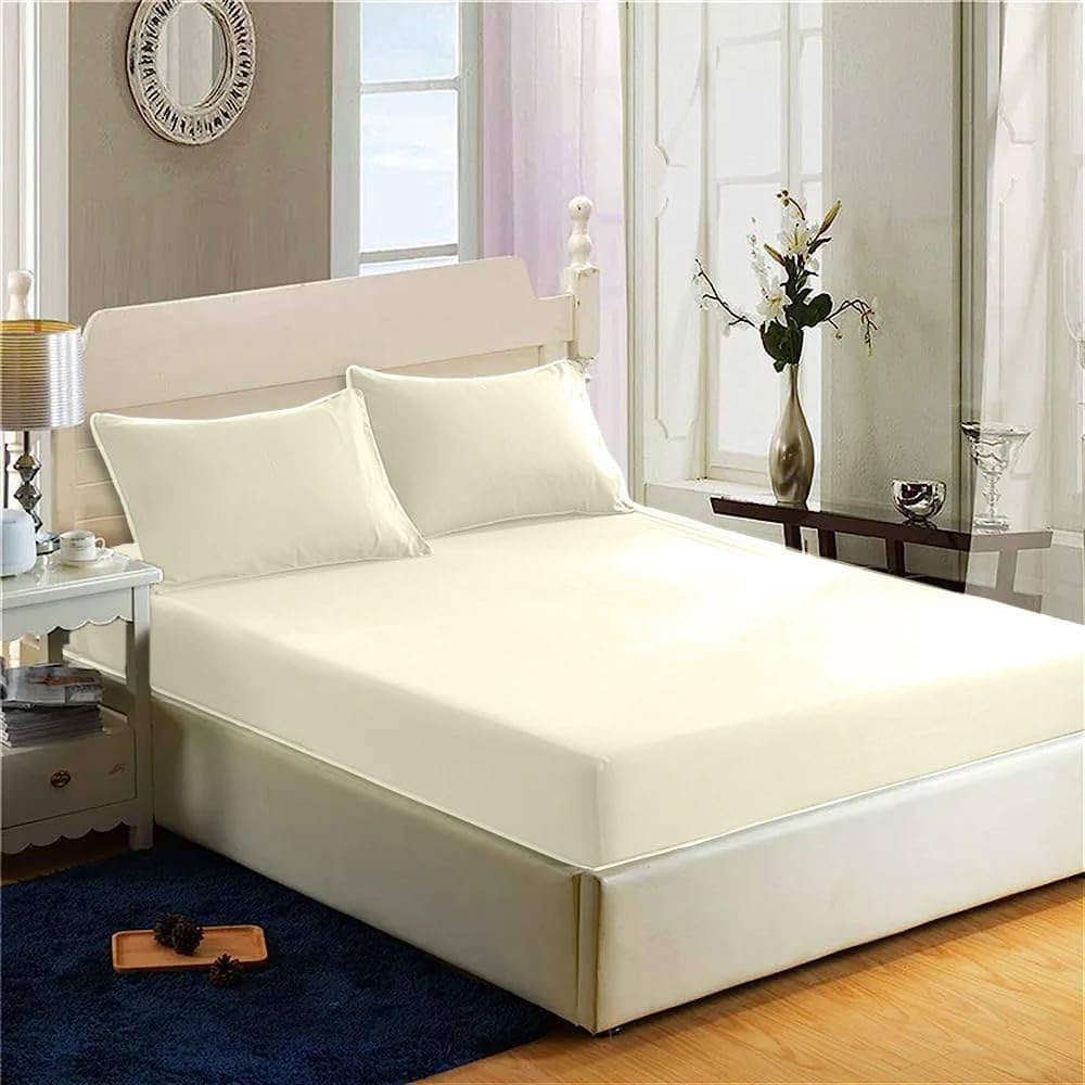 Queen Size Microfibre Fitted Sheet - Cream