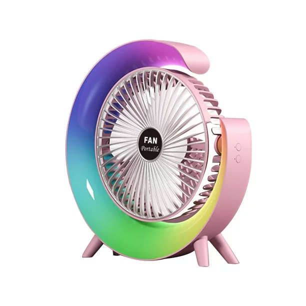 Multi-Colour Rechargeable Desktop Fan - LED Ambient Lighting