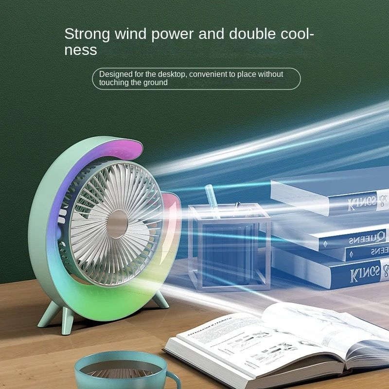 Multi-Colour Rechargeable Desktop Fan - LED Ambient Lighting