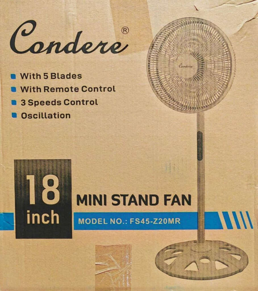 18" Stand Fan, Oscillating, 3 Speeds Control, 5 Blades