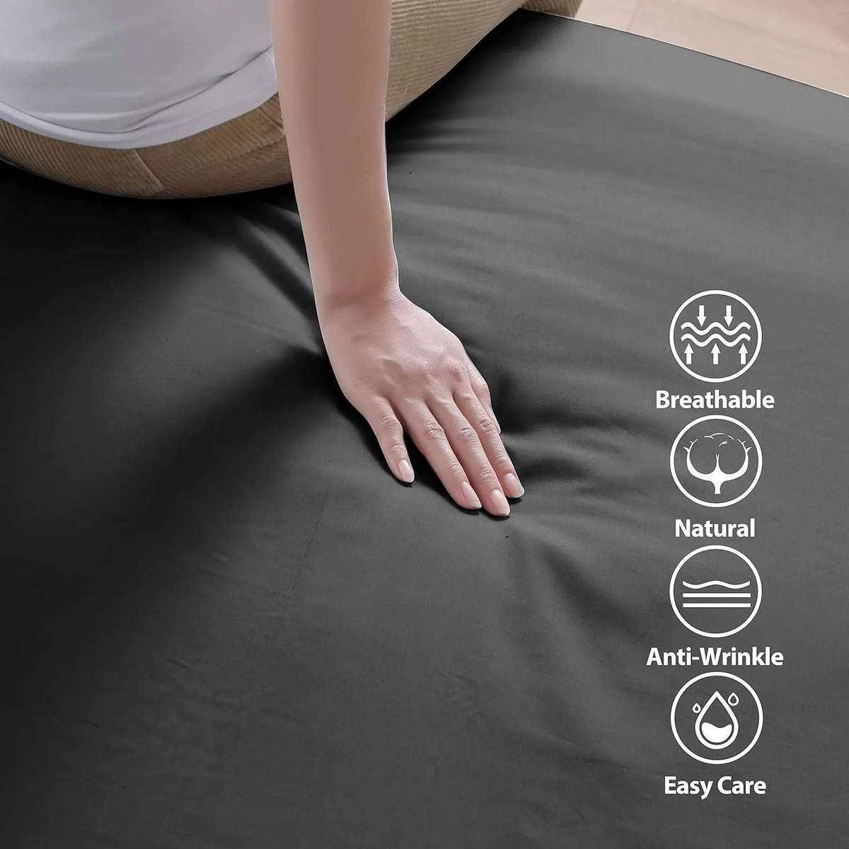 Queen Fitted Sheet & Pillowcase Set! - Black