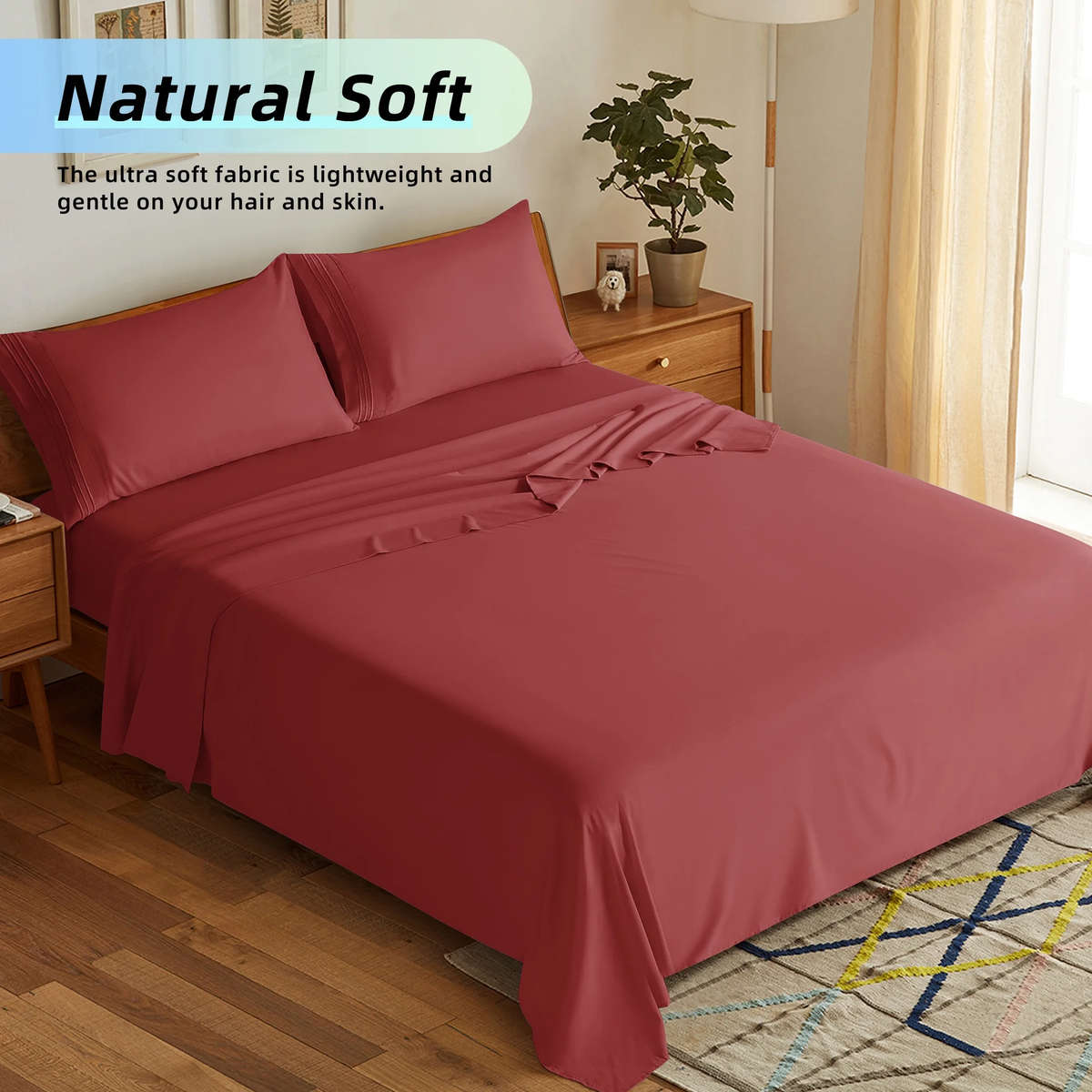 Fitted Sheet & Pillowcase Set! - Burgundy