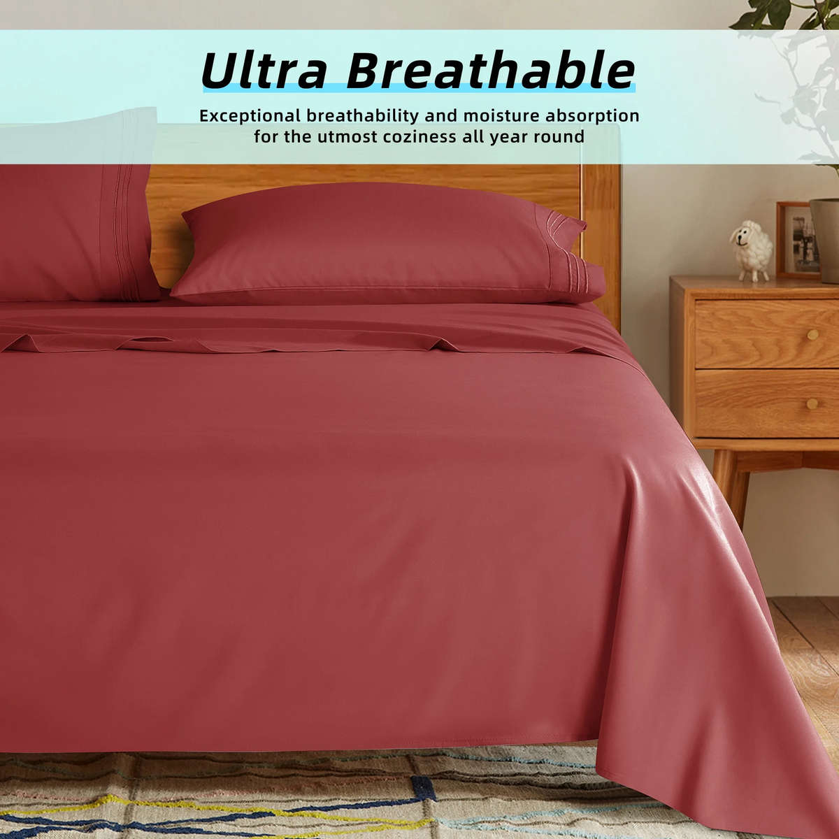 Fitted Sheet & Pillowcase Set! - Burgundy