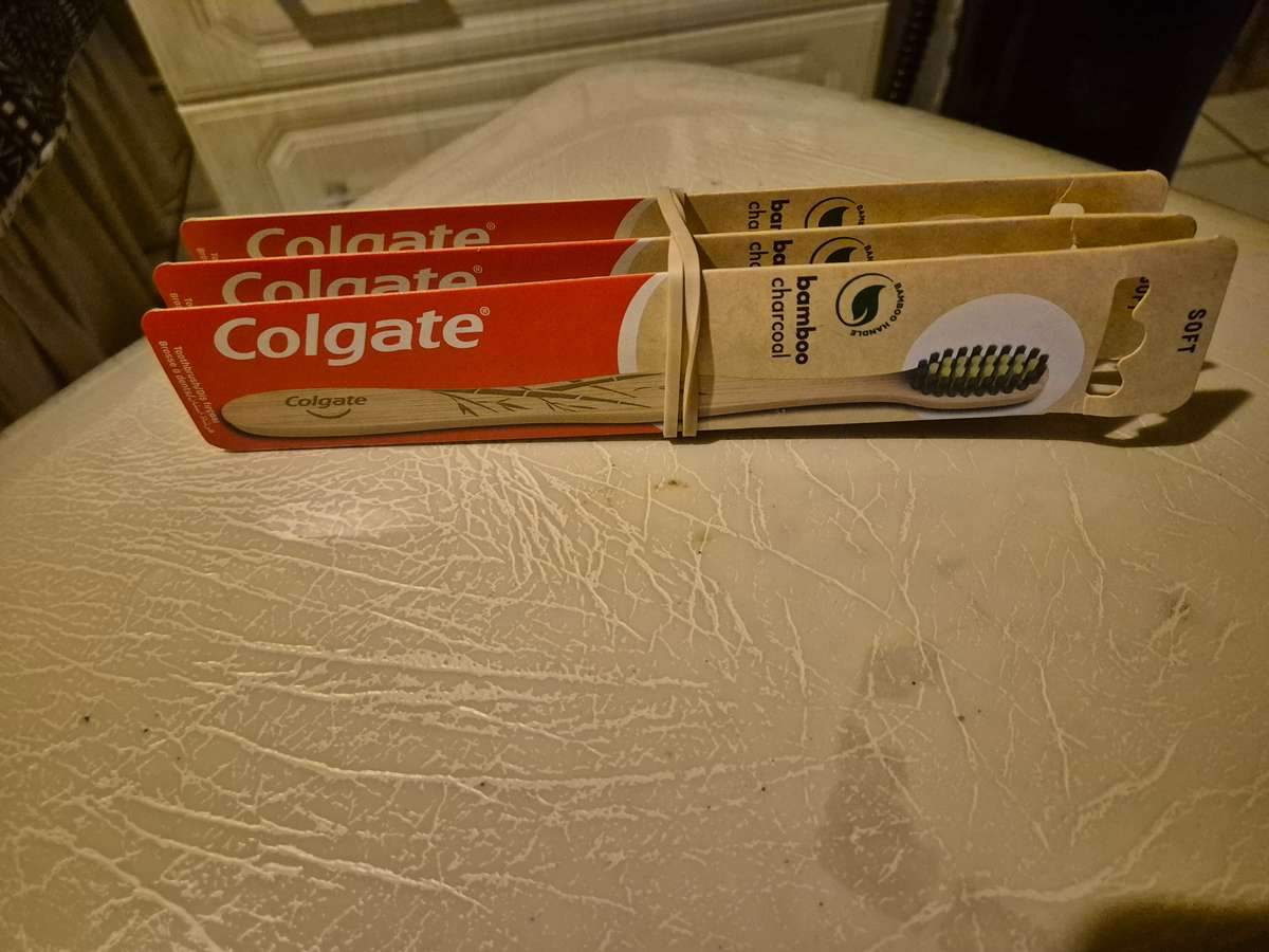 THREE COLGATE BAMBOO TOOTHBRUSHES BRAND NEW
