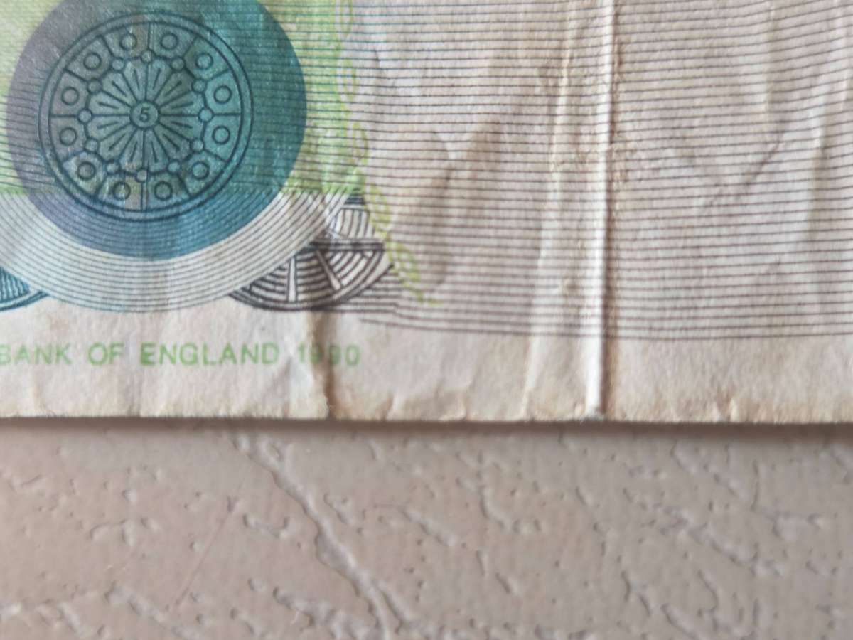 1990 BRITISH 5 POUND NOTE