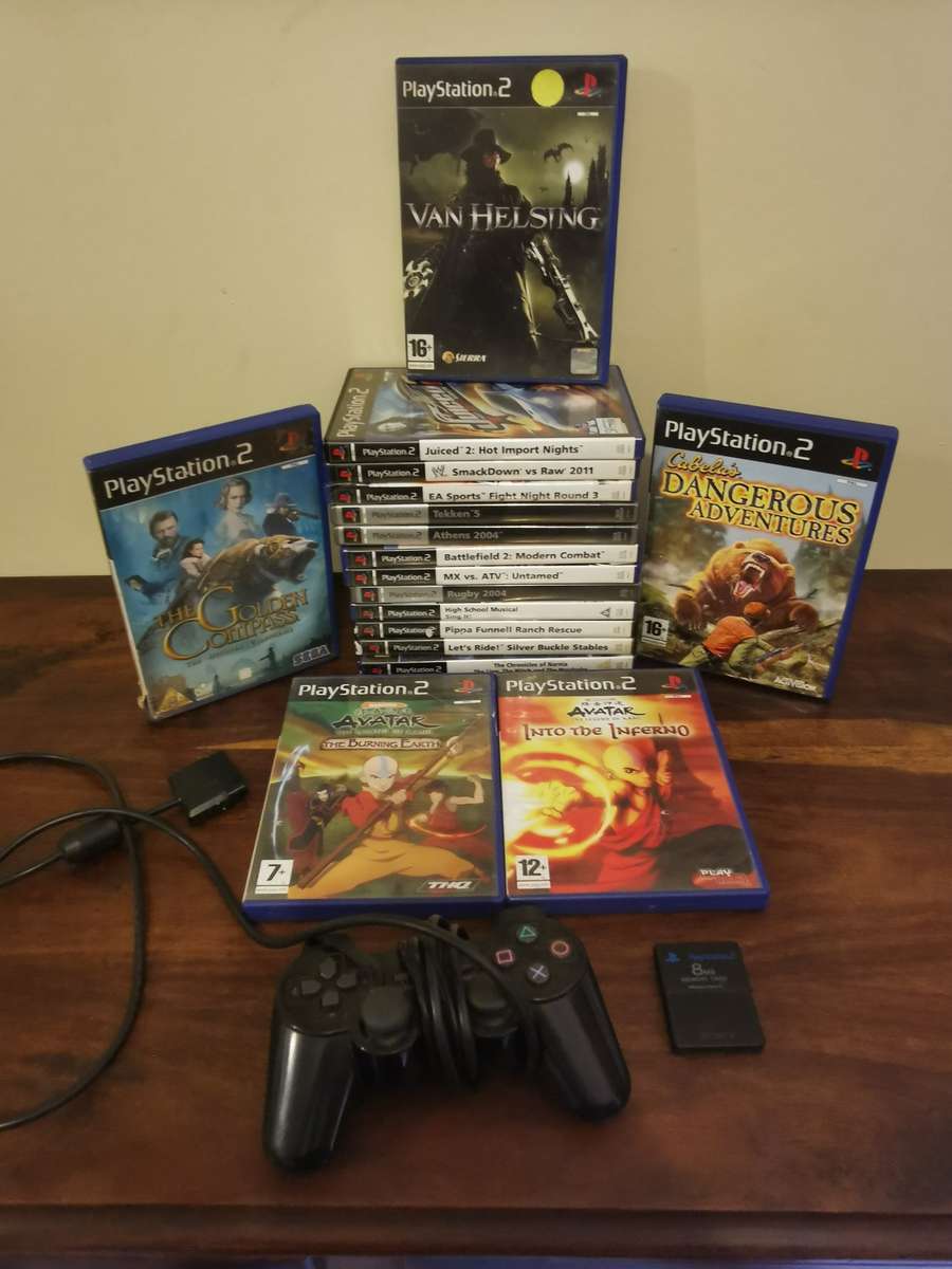 Massive Collection of PlayStation 2 Games with a Memory Card and Original Remote
