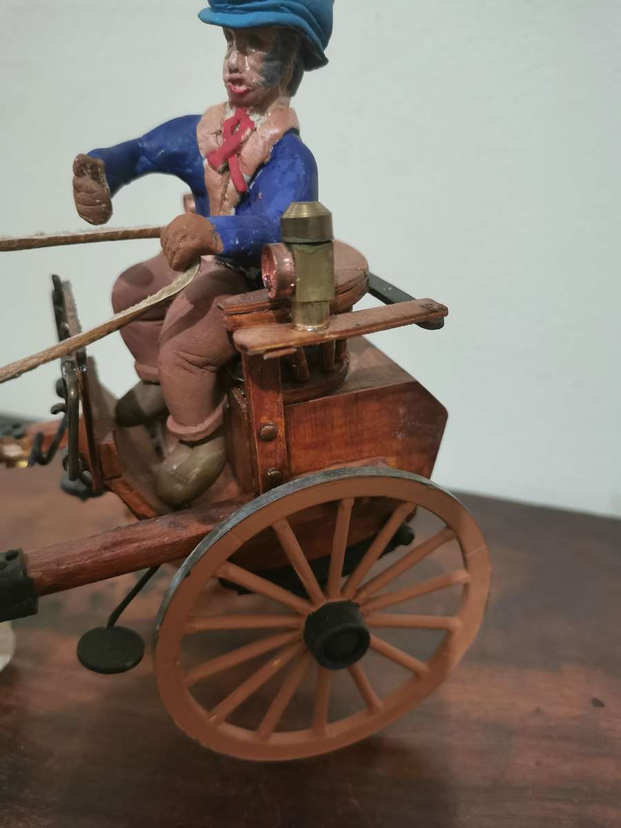 Highly Detailed and Well-Made Vintage Horse and Carriage Figurine