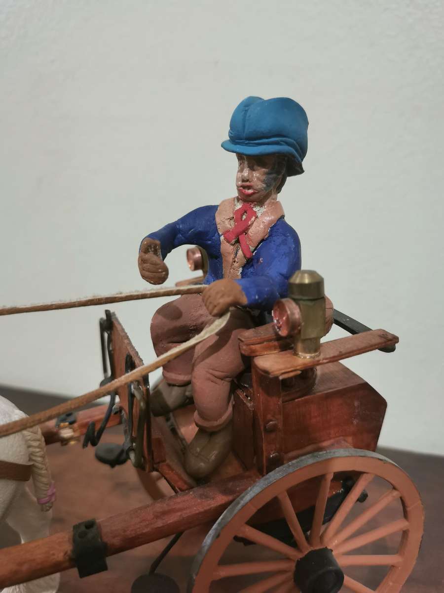 Highly Detailed and Well-Made Vintage Horse and Carriage Figurine