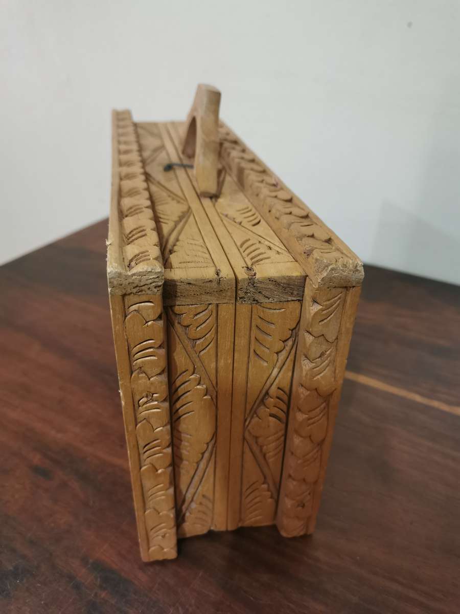 Chess and Backgammon Set in Wooden Carved Travel Case