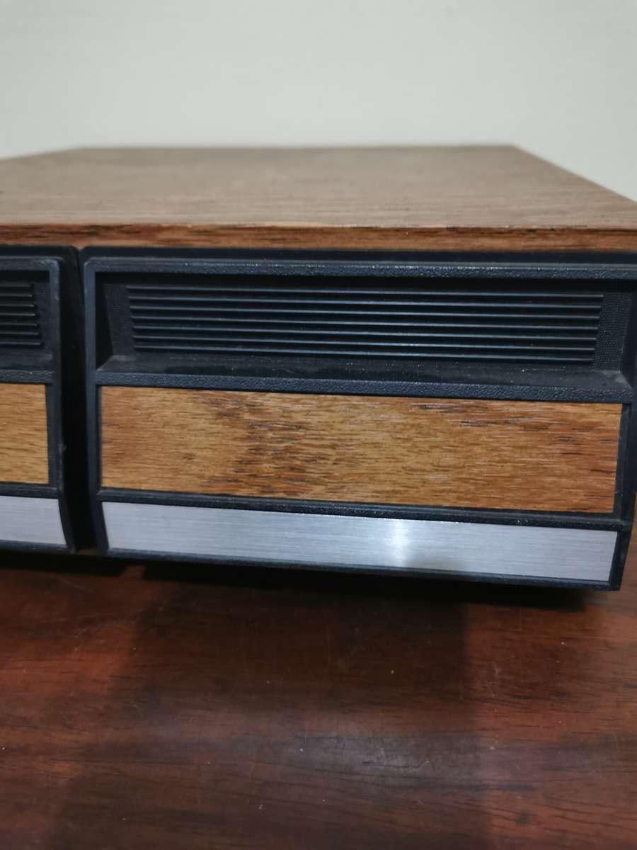 Vintage Tape Cassette Holder with Wooden Finish
